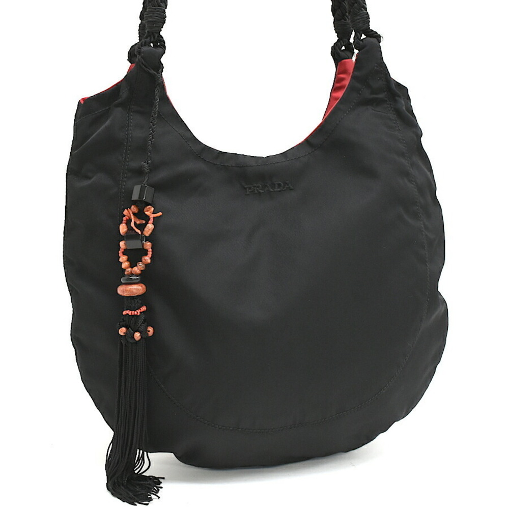 Prada Braided Handle Bag Handbag TESSUTO ORIENTE Black